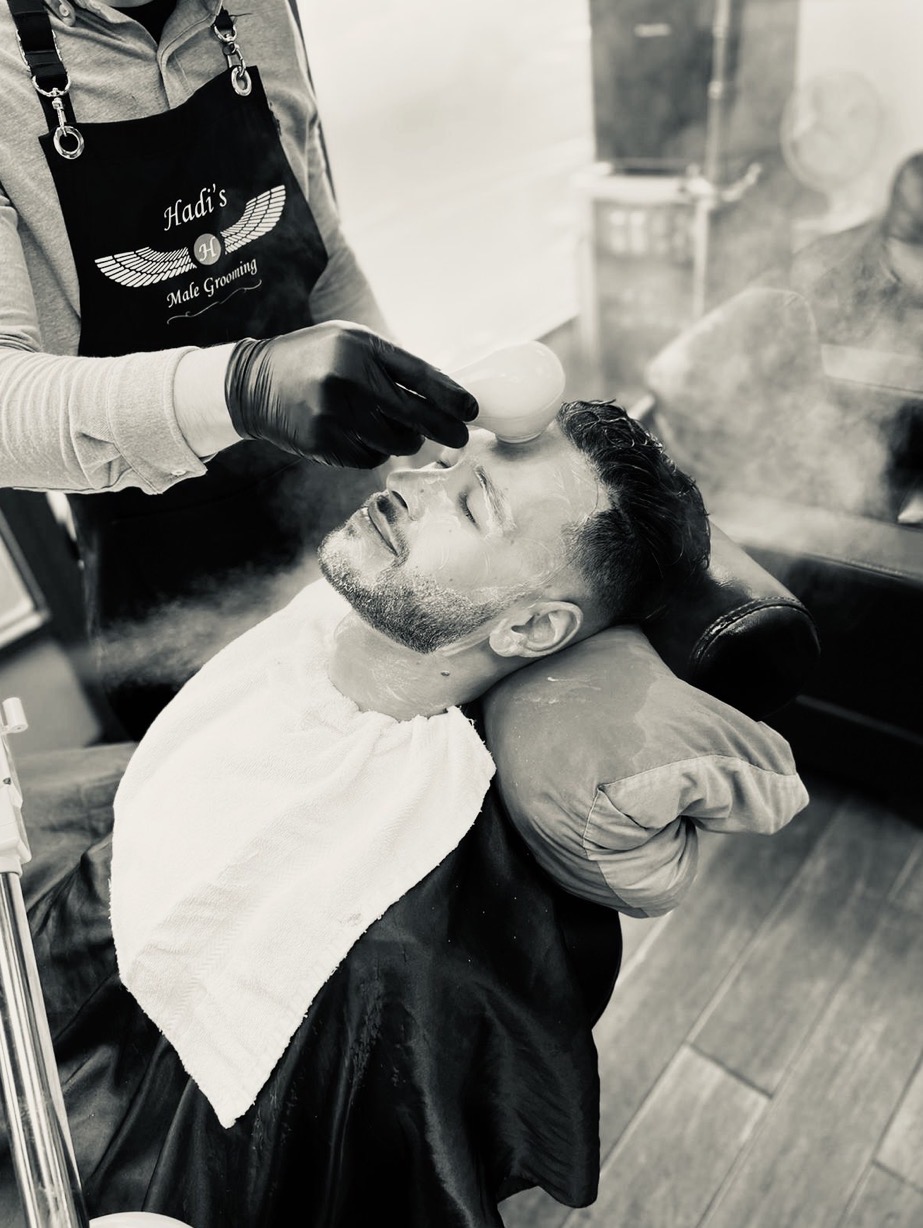 A skincare treatment being applied at Hadi's